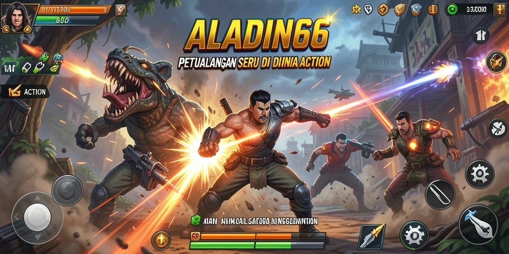 Tampilan antarmuka utama ALADIN66 saat beraksi di level petualangan.
