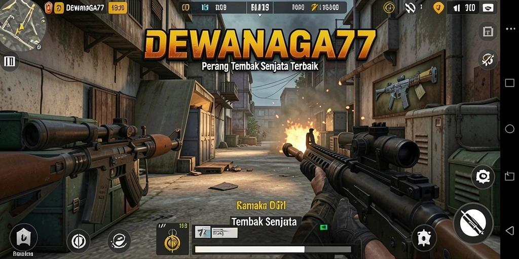 Screenshot DEWANAGA77 yang menunjukkan aksi tembak menembak seru.