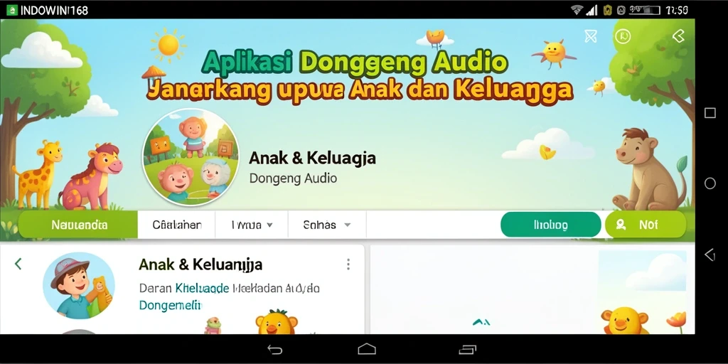 Antarmuka aplikasi INDOWIN168 yang menarik dan ramah anak.