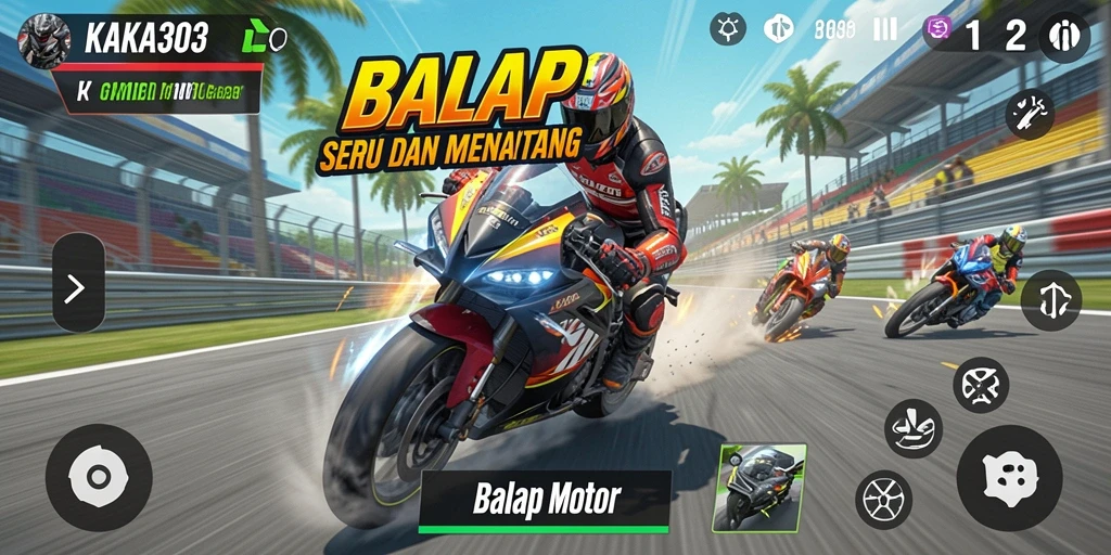 Tampilan antarmuka KAKA303 dengan grafik balap motor yang menakjubkan.