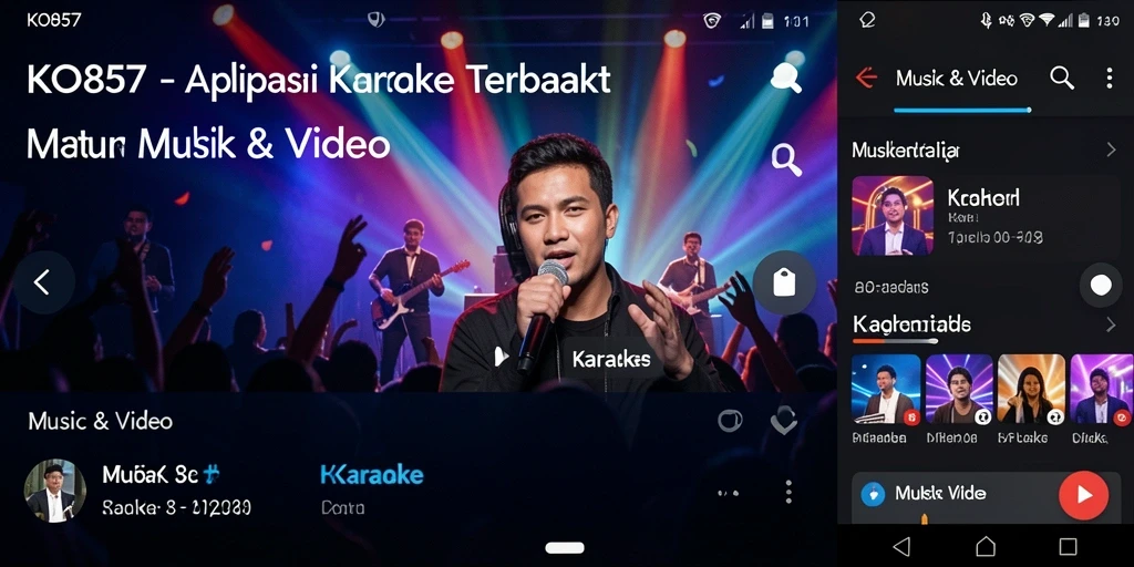 Antarmuka aplikasi KO857 dengan fitur Karaoke yang menarik.