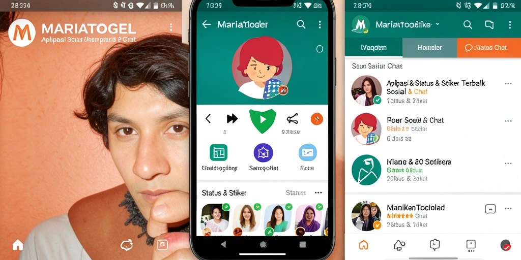 Screenshot utama MARIATOGEL menunjukkan antarmuka stiker yang menarik.