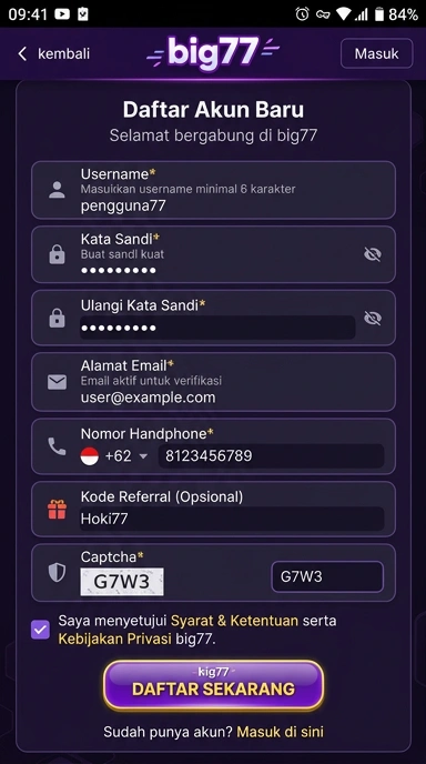 Buat Akun Baru big77 dengan Mudah dan Cepat